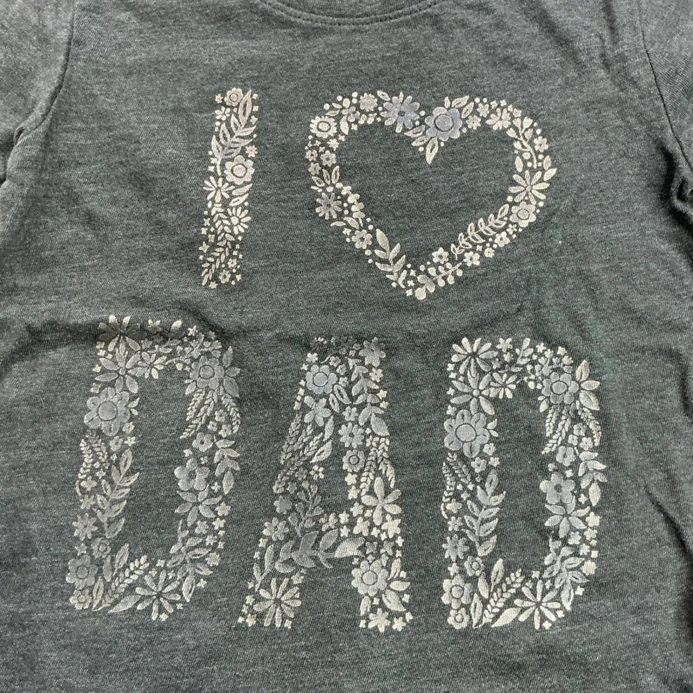 Old Navy Gray I Heart Dad T-Shirt Kids 5T Floral Silver Foil Graphic Tee